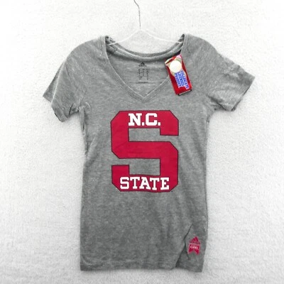 NC State Wolfpack Shirt Womens Small Gray V-Neck Short Sleeve Adidas College New - Image 1 of 4