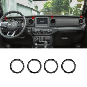 Carbon Fiber 4X Front Air Outlet Vent Cover Trim For Jeep Wrangler JL 2018-2022 - Picture 1 of 5