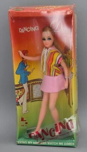 Vestido a Rayas Vintage 1970 Dancing Dawn Topper Toys Groovy Mod Rosa Amarillo Años 70 - Imagen 1 de 19