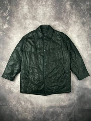 LA MATTA Black Leather Puffer Down Jacket Mens 50 L Made in Italy - Image 1 of 4