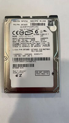 HTS541080G9SA00 GENUINE HITACHI HARD DRIVE 80GB 5400RPM SATA 2.5" - Image 1 of 3