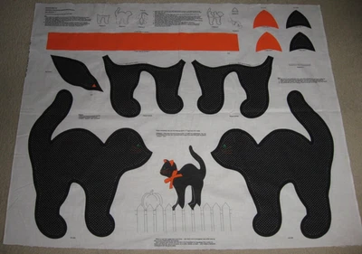 De Colección Cranston Halloween Gato Negro Peluche Tela Panel Cortar Cosas y Coser Foto 1 de 4