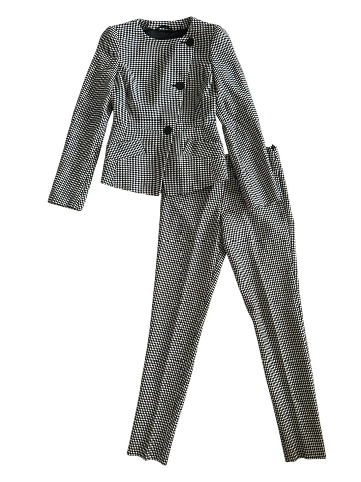 EMPORIO ARMANI Women’s Houndstooth Black White Jacket Pants Suit Sz US 36 - Image 1 of 4