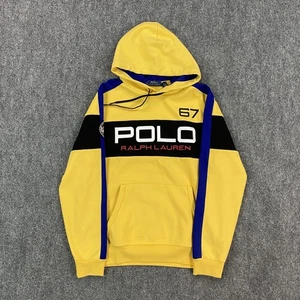 Polo Ralph Lauren Sudadera con Capucha Para Hombre Mediana Amarillo Negro Azul 67 Carreras Alpino Pullover - Imagen 1 de 14