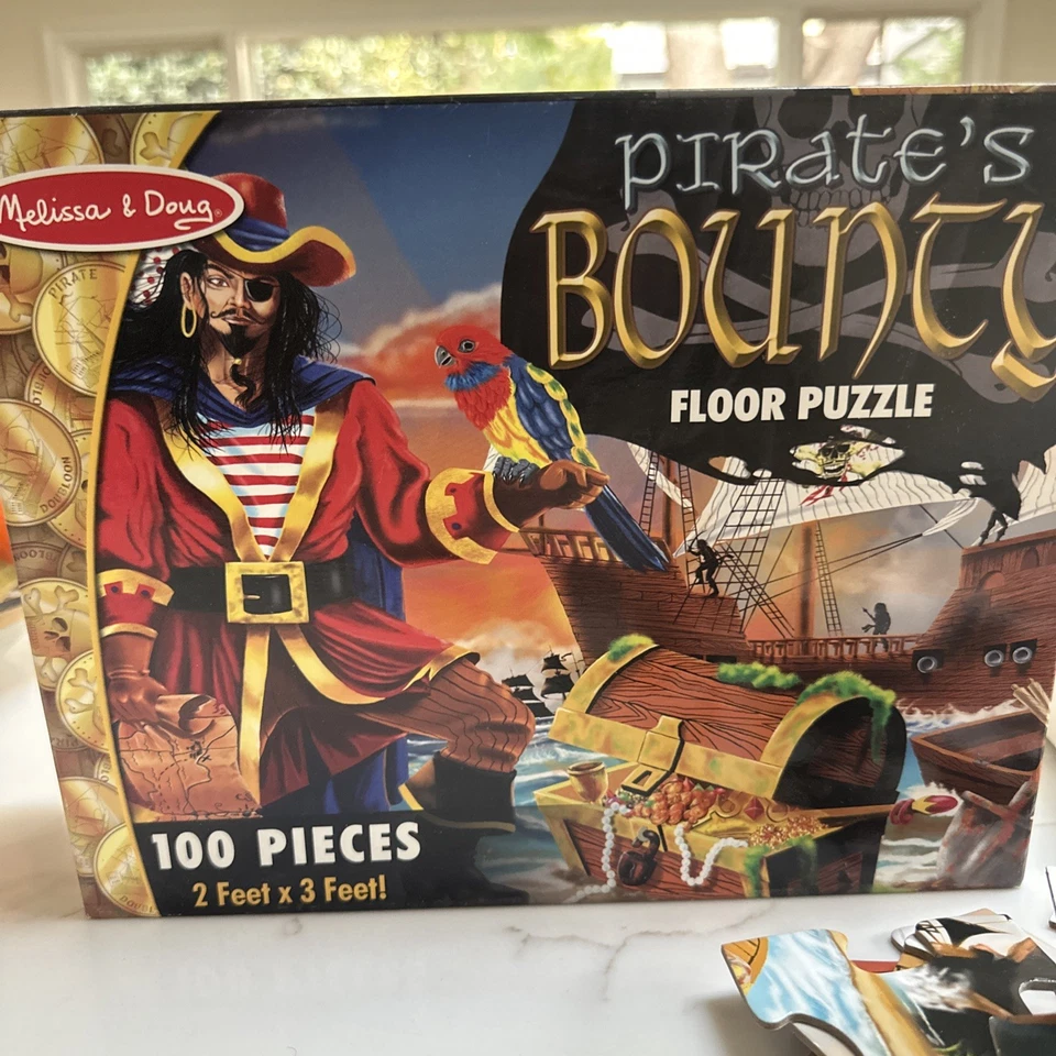 Rompecabezas de piso Melissa & Doug Pirate's Bounty #4402 100 piezas 2x3 pies fácil de limpiar Foto 1 de 4