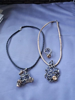 Colgante artístico de plata esterlina de colección con anillo hecho a mano madera, diamante muy único #8 Foto 1 de 4