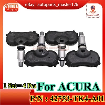 Sensor monitor de presión de neumáticos TPMS 42753-TK4-A01 4 PIEZAS NUEVO para ACURA TL ZDX 315Mhz Foto 1 de 4