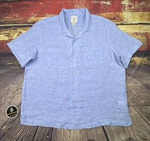 Panama Jack 100% Linen Shirt Men’s XXL Blue Button Front Short Sleeve 2XL Travel - Picture 1 of 9