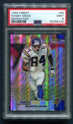 1999 Topps Finest Randy Moss Refractor #50 PSA 9 MINT HOF - Image 1 of 2