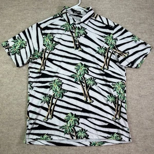Bad Birdie Men's Shirt XL White Golf Polo Performance Stretch Palm Trees Zebra - Picture 1 of 10