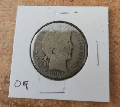 Бывшая в обращении монета номиналом 50 центов 1909 P с изображением Барбера - Изображение 1 из 2