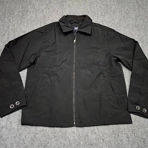 Y2K Gap Harrington Jacket Medium Black Nylon Cotton Zip Front Lightweight Casual - Picture 1 of 10