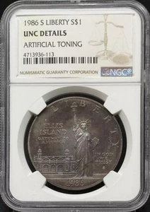 1986 S Modern Commemorative Statue of Liberty Centennial NGC UNC Rainbow Toning - Picture 1 of 2