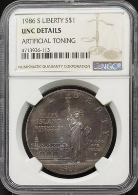 1986 S Modern Commemorative Statue of Liberty Centennial NGC UNC Rainbow Toning - Image 1 of 2