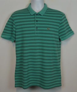 Camisa Polo Lacoste Para Hombre M Verde Rayas Calce Regular Logo Cocodrilo - Imagen 1 de 17