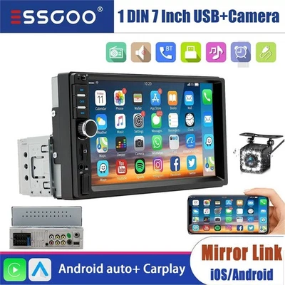 7" Carplay/Android Auto 1 / 2 DIN Car GPS Stereo Head Unit Touch Screen +Camera - Image 1 of 4