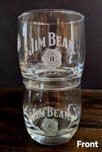 JIM BEAM Kentucky Straight Bourbon (SET OF 2) Whiskey Glasses w/ Round Base 8oz - Picture 1 of 9