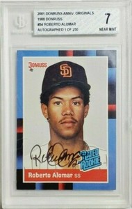 2001 Donruss Originals Roberto Alomar 1988 Buyback Rookie Auto /250 RC BGS 7 NM