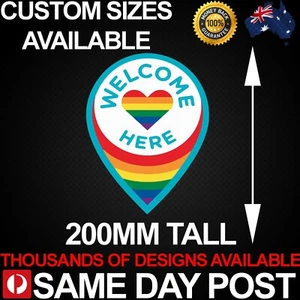 WELCOME HERE RAINBOW 200mm Tall Vinyl Car Sticker Decal Cheap Business LGBT+ - Picture 1 of 1