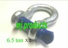 Bow Shackles X2 Stamped Rated 6.5 Ton Suit 4X4 Recovery Or Rigging Blue Pin/H...
