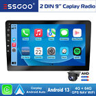 Double 2 DIN 7" Android 13 Carplay Stereo GPS NAV Radio 4+64G Bluetooth + Camera