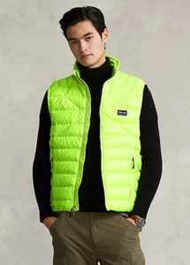 $368 RLX Ralph Lauren Men's XS Water Repellent Packable Down Vest Safety Yellow - Picture 1 of 4