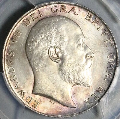 1902 PCGS MS 64 Edward VII 1/2 Crown Great Britain Silver Coin (25053103C) - Image 1 of 4