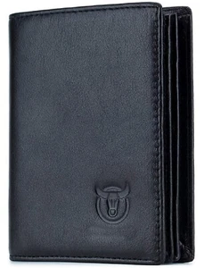 New Men's Genuine Leather RFID Blocking Large Capacity Bifold Wallet Black - Picture 1 of 7