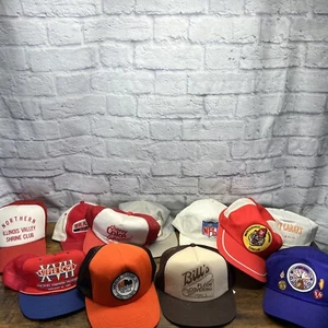 Vintage Snapback Trucker Hat Lot NFL Super Bowl Cherry Coke Peru Illinois Cap - Picture 1 of 21