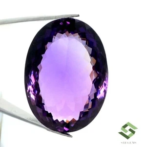 Certified Natural Amethyst Oval Cut 25x18 mm 36.55 CTS Faceted Loose Gemstone - Picture 1 of 8