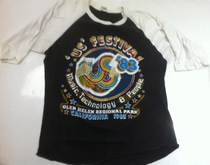 US FESTIVAL Original 1983 Concert T-Shirt CLASH VAN HALEN DAVID BOWIE U2 LG/XL - Picture 1 of 7