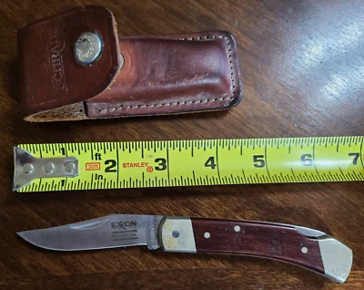 Cuchillo de Bolsillo Plegable Schrade EE. UU. Estuche de Cuero Químico Exxon de una Hoja Foto 1 de 4