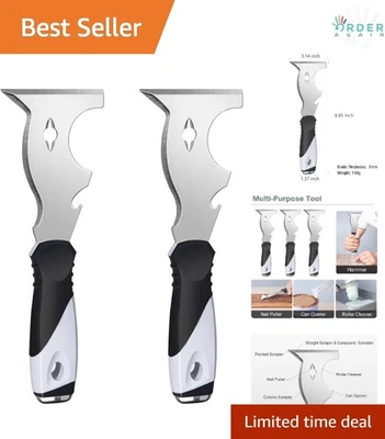 Paquete de 2 cuchillos de masilla 10 en 1 multiuso raspador de pintura herramienta para paquetes de metal Foto 1 de 4