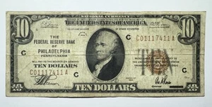 1929 10 $ Federal Reserve Bank of Philadelphia, Pennsylvania - Bild 1 von 2