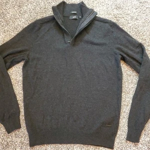 Hugo Boss 50/50 Wollmischung 1/4 Zip Pullover Sweater Dunkelgrau Herren Small - Bild 1 von 13