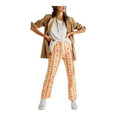 Free People Shes All That Plaid Crop High Waist Pants New With Tags - Image 1 of 4