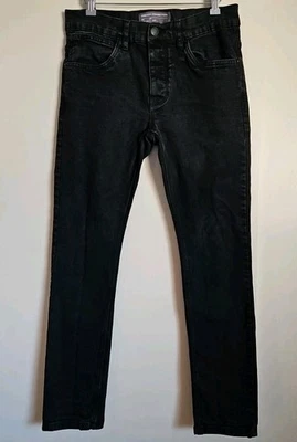 Pantalones de mezclilla French Connection ajustados negros desteñidos botones de mosca talla W32 L32 Foto 1 de 4