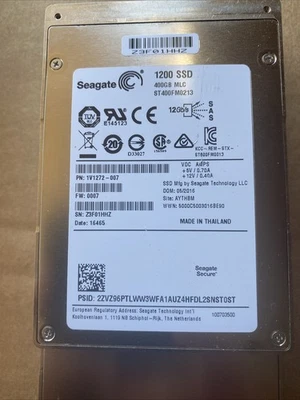 Seagate ST400FM0213 1200 Series 400GB 12Gb/s SAS 2.5" SSD  Solid State Drive - Image 1 of 2