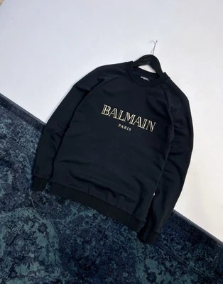 Moletom preto gola redonda logotipo BALMAIN tamanho 40 - Imagem 1 de 4