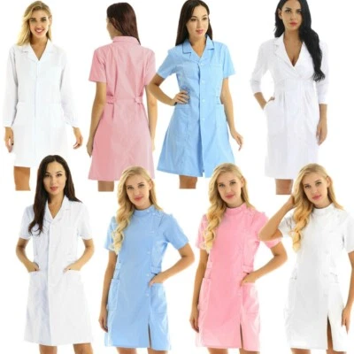 US Adult Women Medical Nurse Uniform Hospital Doctor Scrubs Lab Dress Costume - Image 1 of 2