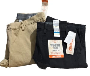2 Paar Neu mit Etikett Dockers Workday Khaki gerade Passform 36 x 34 schwarz & hellbraun Smart Flex NEU - Bild 1 von 5