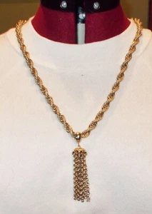 Vintage Heavy Gold Tone Metal NECKLACE with Dangle Chains - Picture 1 of 7