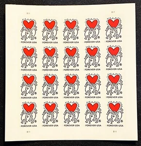 US #5953a 2025 Love Keith Haring Imperf Sheet Pane of 20 NDC - Picture 1 of 3
