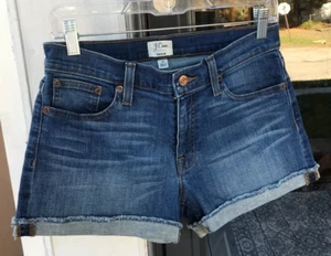 J Crew sz 4 27/4 Blue Denim Shorts Cut Off Rolled Cuff Very Good E9 - Picture 1 of 6