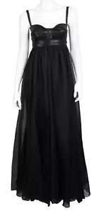 ELIE SAAB Black Silk Organza & Coated Jersey Empire Waist Evening Gown 42 - Picture 1 of 7
