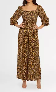 KACHEL Valencia Jumpsuit Animal Print LS Viscose Size 12 AU RRP 289 WITH DEFECTS - Picture 1 of 7