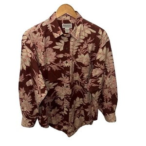Vintage Banana Republic Safari & Travel Floral AOP Long Sleeve Shirt 80s Size M - Picture 1 of 14