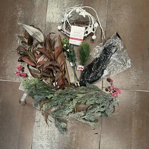 Christmas Decor Lot Snowy Garland Picks Berries Leafs Cypress Pick Crafts As Is - Picture 1 of 9