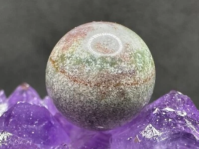 Vintage Handmade Stone Marble - Pink Green & White - .67" Nice! - Image 1 of 4