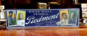 T206 Piedmont Tobacco Baseball 1/2in Wood Advertising Sign Display - 4"x16" Cobb - Picture 1 of 2